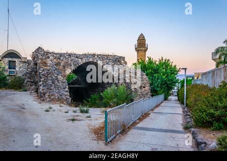 Vista al tramonto della moschea di al bahr a Tiberias, Israele Foto Stock