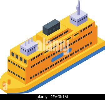 Icona trasporto in traghetto. Icona isometrica del vettore di trasporto dei traghetti per il web design isolato su sfondo bianco Illustrazione Vettoriale