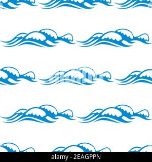 Modello senza giunture di onde bianche dell'oceano con un flusso design in formato quadrato Illustrazione Vettoriale