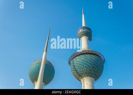 Le Torri Kuwait - il punto di riferimento piu' conosciuto della Citta' del Kuwait. Foto Stock