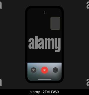 Concetto di interfaccia mobile per videochiamata. Modello UI telecamera. Illustrazione di Social Media Vector Illustrazione Vettoriale