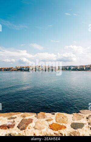 Mar Nero e Sozopol città vecchia in Bulgaria Foto Stock