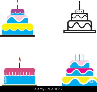 icona torta di compleanno modello di disegno vettoriale Illustrazione Vettoriale
