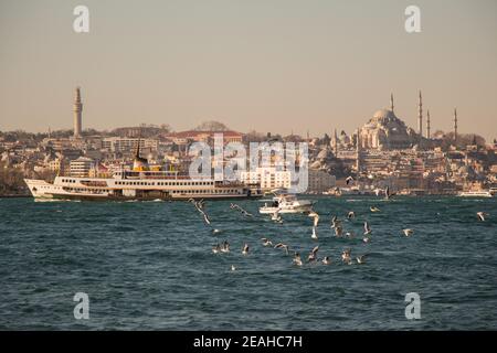 Stanbul lo skyline della citta'. Viaggi Turchia sfondo. Urbano vista panoramica Foto Stock