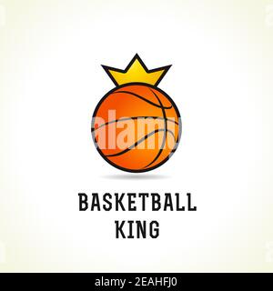 Logo vettoriale di basket. Palla, segno giocatore sportivo. Simbolo del marchio delle competizioni nazionali, icona dell'app mobile, negozio di attrezzature sportive. Premio rosso creativo Illustrazione Vettoriale