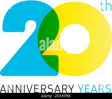 numeri del 20° anniversario. logotipo di 20 anni. Congrati creativi e audaci. Modello di disegno web grafico astratto isolato. Carino cifre di congratulazioni. U Illustrazione Vettoriale