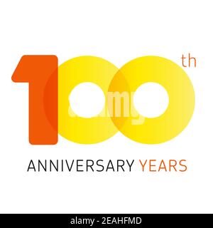 numeri del 100° anniversario. logotipo di 100 anni. Congrati creativi e audaci. Modello di disegno web grafico astratto isolato. Congratulazioni con gli anelli Illustrazione Vettoriale