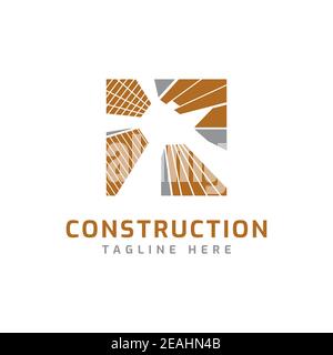 Modello vettoriale del simbolo del disegno del logo della costruzione della proprietà Illustrazione Vettoriale