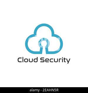 Modello vettoriale del simbolo di progettazione del logo di sicurezza cloud Illustrazione Vettoriale