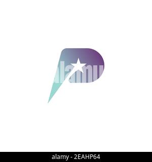 Modello vettoriale di ispirazione per il design del logo Letter P STAR Illustrazione Vettoriale