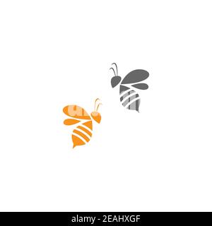 Design creativo con l'icona del logo Bee Foto Stock