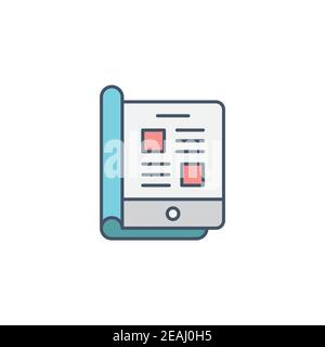 Icona della rivista online, colore, linea, simbolo vettoriale, pittogramma lineare isolato su bianco. Simbolo, illustrazione del logo Illustrazione Vettoriale
