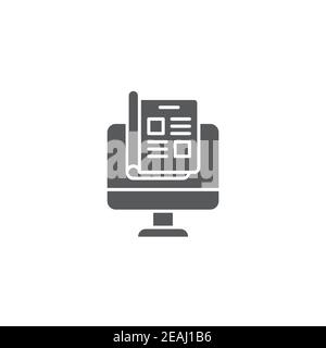 Icona della rivista online, colore, linea, simbolo vettoriale, pittogramma lineare isolato su bianco. Simbolo, illustrazione del logo Illustrazione Vettoriale
