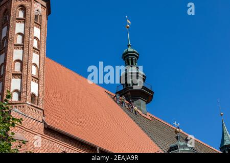 Ristrutturazione del tetto della cattedrale di Frombork. Polonia Foto Stock