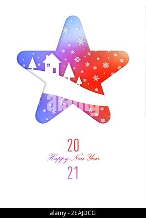 Felice carta annata rainbow anno 2021 Foto Stock