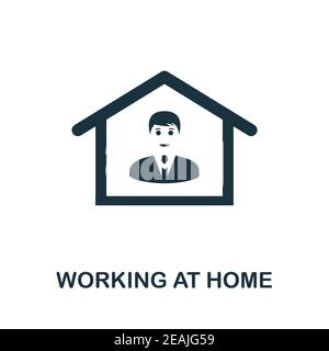 Icona lavorare a casa. Elemento semplice della nuova raccolta normalità. Icona di lavoro a casa monocromatica riempita per modelli, infografiche e banner Illustrazione Vettoriale