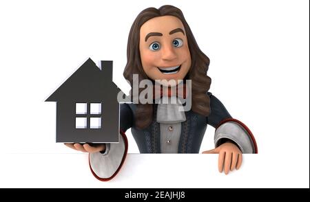 3D Illustrazione di un uomo cartoon in costume storico barocco Foto Stock