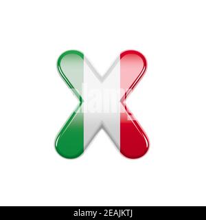 Lettera italiana X - piccolo carattere bandiera 3d Italia - adatto per temi legati all'Italia, all'Europa o a Roma Foto Stock