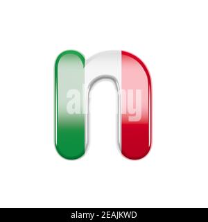 Lettera italiana N - piccolo carattere bandiera 3d Italia - adatto a temi legati all'Italia, all'Europa o a Roma Foto Stock