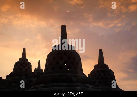 Indonesia, Java, Magelang, Tempio di Borobudur Foto Stock