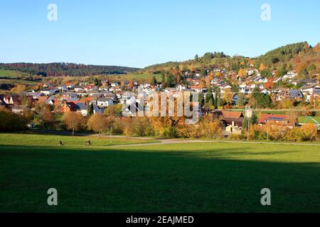 Vista della città di gueltlingen vicino Calw Foto Stock