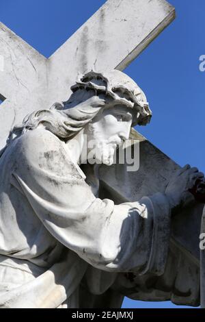 IV stazioni della Croce, Gesù incontra sua Madre, Basilica Assunzione della Vergine Maria a Marija Bistrica, Croazia Foto Stock