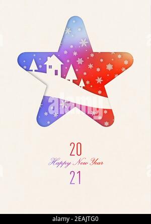 Felice carta annata rainbow anno 2021 Foto Stock