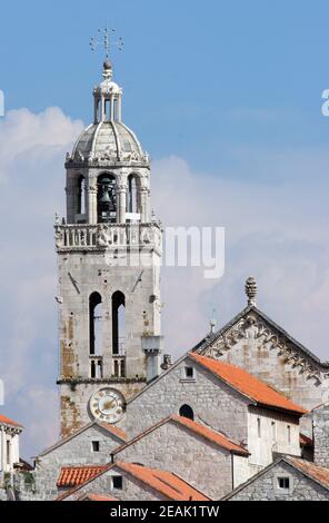 Korcula. Piccola isola città vicino a Dubrovnik in Croazia. Foto Stock