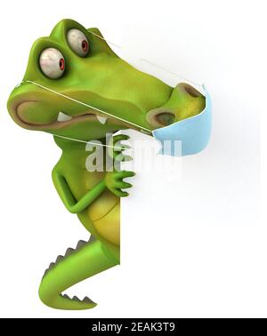 Divertente coccodrillo 3D cartoon con una maschera Foto Stock