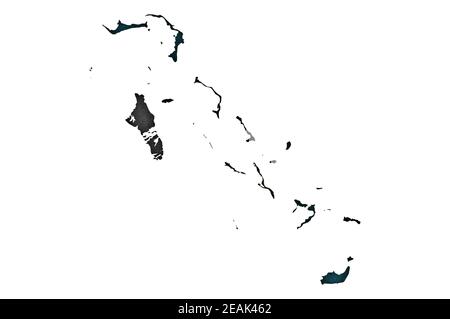 Mappa e bandiera delle Bahamas su cemento stagionato Foto Stock