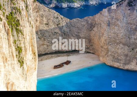 Isola di Zante Grecia naufragio Navagio spiaggia viaggio vacanza Foto Stock