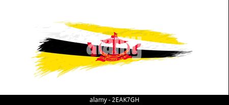 Bandiera di Brunei in grunge pennello colpo, vettore grunge illustrazione. Illustrazione Vettoriale
