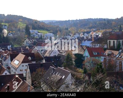 Vista sul cty Weissach nel quartiere di Boeblingen Foto Stock