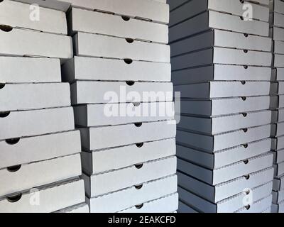 LADYSMITH, CANADA - 15 gennaio 2021: Consegna di Texture della scatola dell'alimento della pizza Foto Stock