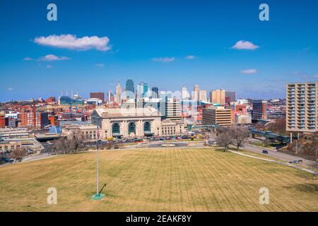 Vista dello skyline di Kansas City in Missouri Foto Stock