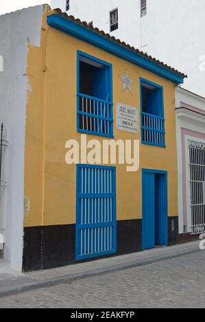 Casa storica che è conservato come il luogo di nascita del rivoluzionario cubano del 19 ° secolo Jose Marti. L'Avana, Cuba. Foto Stock