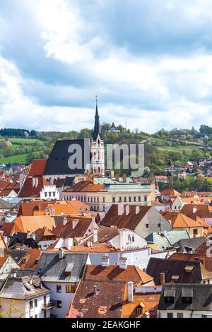 Vista su Krumlov in Boemia Foto Stock