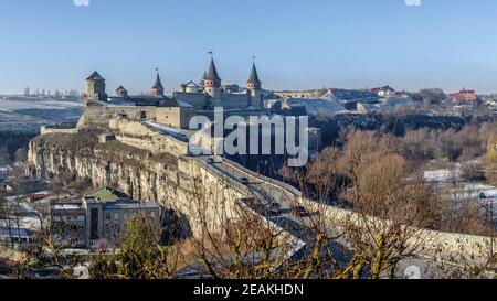 Ponte del castello alla fortezza di Kamianets-Podilskyi, Ucraina Foto Stock