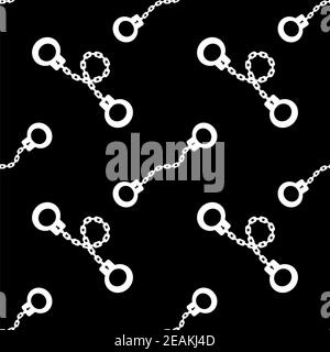 Polsini bianchi in metallo senza cuciture modello isolato su sfondo nero Foto Stock