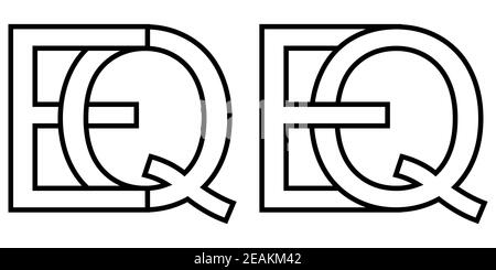 Logo segno eq qe segno icona lettere interlacciate Q, e logo vettoriale eq, qe primo lettere maiuscole motivo alfabeto e, q Illustrazione Vettoriale