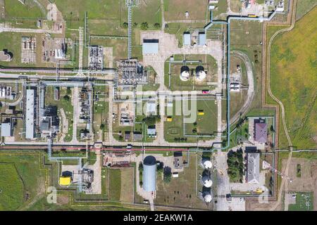 Stazione di Aerofotografia separazione e disidratazione di petrolio e gas Foto Stock