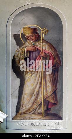 Sant'Alfonso Maria de' Liguori, affresco nella Basilica del Sacro Cuore di Gesù a Zagabria in Croazia Foto Stock