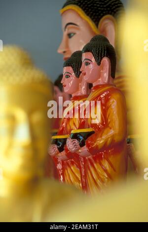 Cambogia Kampong Thom Buddha villaggio carving Foto Stock