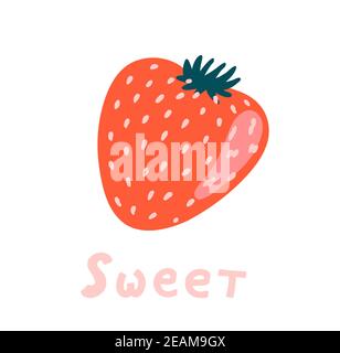 illustrazione vettoriale del biglietto di auguri di fragola valentines del giorno. Foto Stock