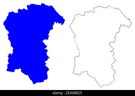 Provincia di Pescara (Italia, Repubblica Italiana, Abruzzo o Abruzzo) mappa illustrazione vettoriale, schizzo della mappa della provincia di Pescara Illustrazione Vettoriale