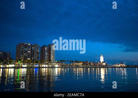 Vista panoramica del porto di Malaga in Costa del Sol Foto Stock