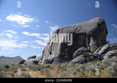 Formazioni rocciose presso la Riserva Nazionale della Città delle rocce in Idaho Foto Stock