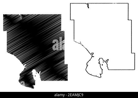 Mountrail County, North Dakota state (Stati Uniti, Stati Uniti d'America, Stati Uniti, Stati Uniti, Stati Uniti) mappa vettoriale illustrazione, schizzo scrimble Mountrail mappa Illustrazione Vettoriale