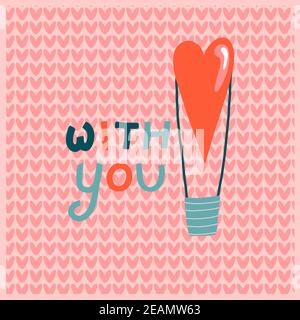 Palloncino heart.trending San Valentino sfondo con pattern e tipografia. Illustrazione vettoriale. Carta da parati, volantini, inviti, poster, brochure, striscioni. Foto Stock