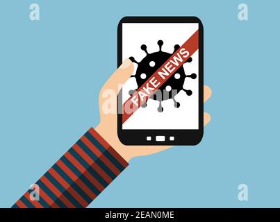 Notizie false sul Coronavirus su smartphone Foto Stock